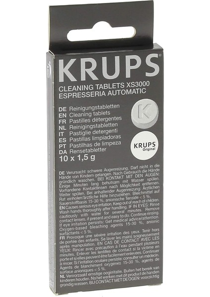 Temizleme Tabletleri XS3000 | Tüm Krups Kahve Makineleri Için | 10 Adet | Hijyenik Komple Temizlik | Kolay Kullanım, Şeffaf, Beyaz