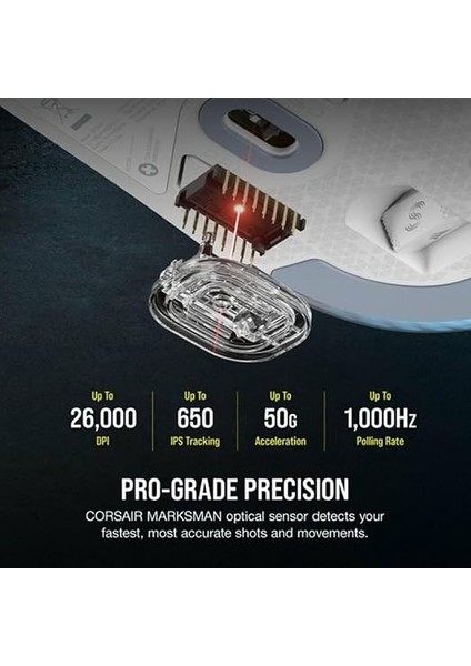 M75 Kablosuz Rgb Hafif Fps Oyun Faresi – 26.000 Dpı – Değiştirilebilir Yan Tuşlar – Icue Uyumlu – Pc – Beyaz indirimleri
