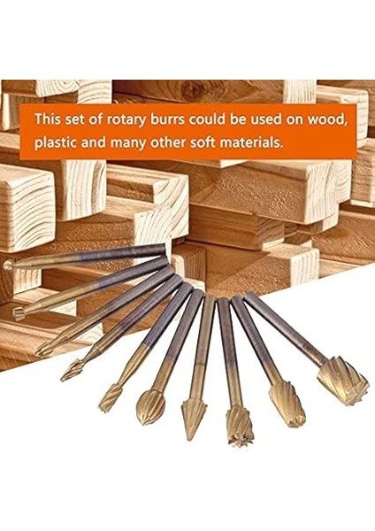 10 Parça Titanyum Ahşap Için Freze Uç Seti Dremel Benzeri Gravür Makinası Için Kalıpçı 3mm Şaft fırsatları