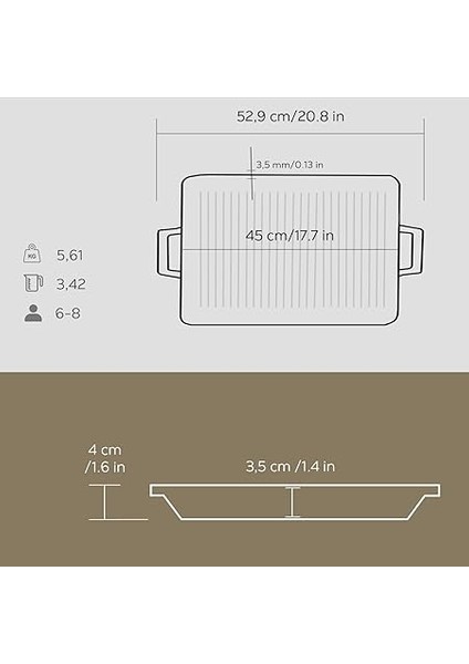 Metal Demir Saplı Döküm Izgara Tava, 24X45 cm indirimleri