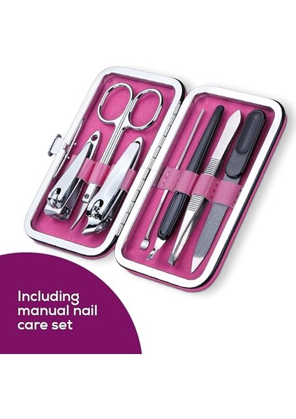 Mp 44 Manikür/pedikür Seti, 7 Başlıklı Elektrikli Tırnak Bakım Seti, LED Işık, Manuel Tırnak Seti Dahil, Saklama Çantalı, Pembe/pembe modelleri