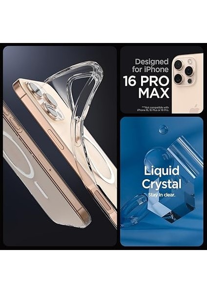 iPhone 16 Pro Max Ince Magsafe Kılıf Liquid Crystal Sararma Karşıtı Duraclear™ Hava Kanalı Teknolojisi™ Askeri Sınıf Koruma Magfit Crystal Clear Şeffaf Kapak - ACS08387 fiyatları