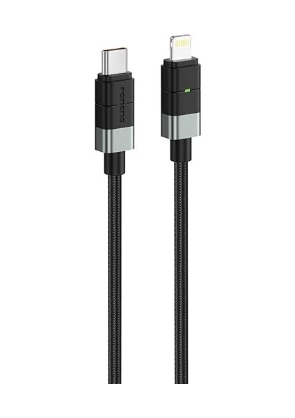 XS03 27W USB Type-C To Lightning Örgülü Pd Hızlı Şarj ve Data Kablosu 1,2 Metre