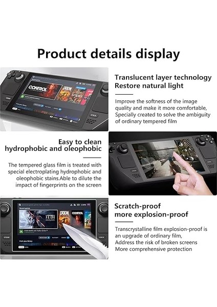 Steam Deck OLED Için Ekran Koruyucu 7.4-Inç (Yeni 2023) - 9h Temperli Cam Film, Çizilmez Hd Şeffaf, Inek Derisi Kutusu Profesyonel Ambalaj, 2'li Paket indirimleri