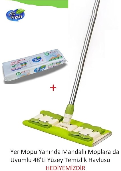 Teleskopik Yer Mopu (Yeşil) +Yüzey 48'li Temizlik Bezi Hediyeli (NKS150) fiyatları