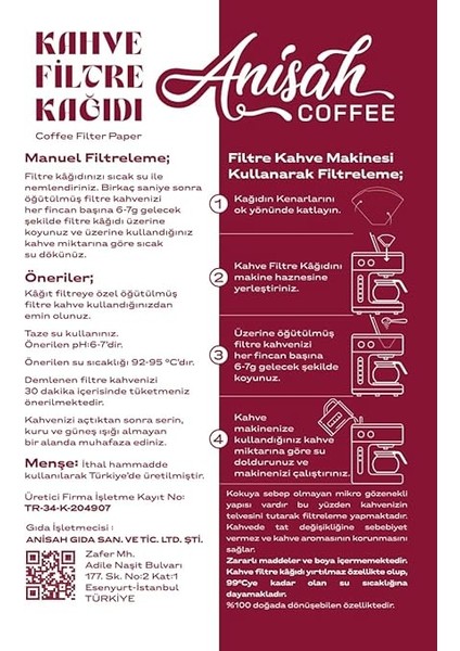 Filtre Kahve Kağıdı | Kokusuz | Kimyasalsız | Doğa Dostu | Yırtılmaz modelleri