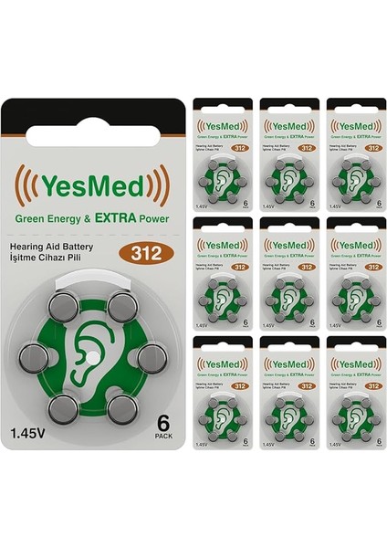 Extra Power 312 Numara Işitme Cihazı Pili (10 Paket x 6 Adet = 60 Adet Pil)