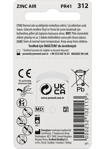 Extra Power 312 Numara Işitme Cihazı Pili (10 Paket x 6 Adet = 60 Adet Pil) modelleri