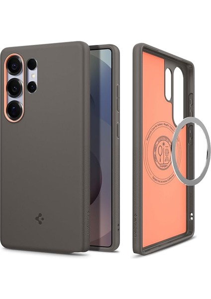 Caseology Galaxy S25 Ultra Silikon Magsafe Kılıf Nano Pop Mag Hava Kanalı Teknolojisi™ Askeri Sınıf Koruma Papaya Gray Kaymaz Kapak - ACS09058