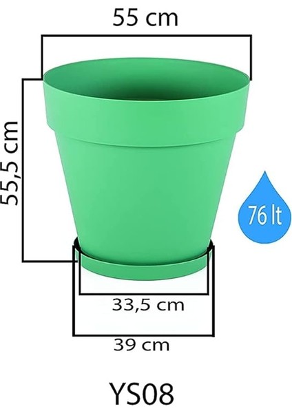 YS08 Yalı Saksı Drenaj Aparatlı Tabaklı Dekoratif Saksı 55CM, 76 Litre Mocha fiyatları