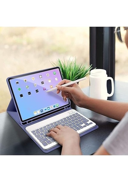 Ipad Air 11 6/5/4 Nesil M1/m2 2024 Çipli ile Uyumlu Bluetooth Türkçe Q Klavyeli Kılıfı Tablet Değildir), Lavender fiyatları