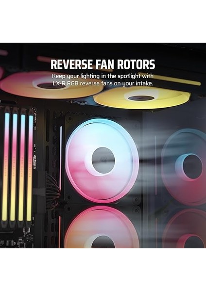 Icue Link LX120-R Rgb 120MM Pwm Ters Fan - Tek Fan - Düşük Gürültülü, Corsaır Manyetik Kubbe Rulman, Çift Işık Döngüsü, Corsaır Quikturn Vidaları, Sıfır Rpm Modu - Siyah modelleri