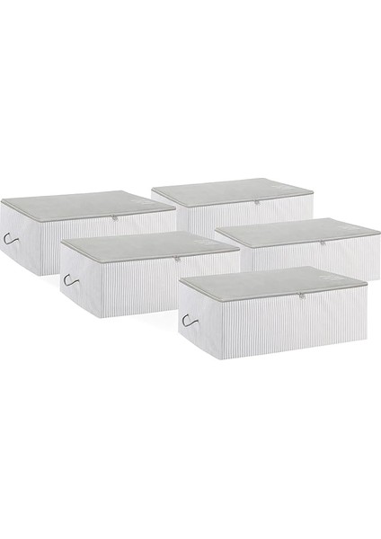 Home Textile 5'li Orta Boy Gri Çizgili Stuff & Things Hurç Set 52 x 28 x 21 cm