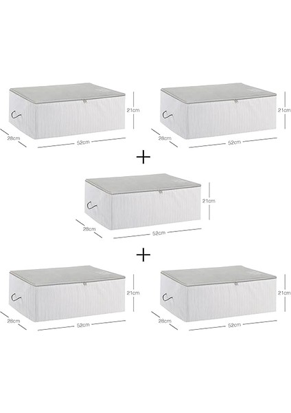 Home Textile 5'li Orta Boy Gri Çizgili Stuff & Things Hurç Set 52 x 28 x 21 cm fiyatları