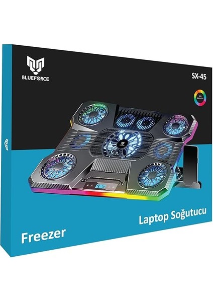Sx-45 Freezer 9 Rgb Fanlı Notebook Soğutucu Stand LCD Ekranlı Siyah 10-19 Inç 1 USB 1 Type-C indirimleri