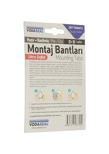 Hazır Kesilmiş 12'li Montaj Bandı, Şeffaf fiyatları