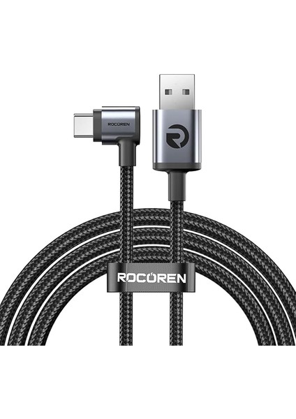 Usb-A To Type-C 90° 3A Hızlı Şarj ve Data Kablosu 1 Metre