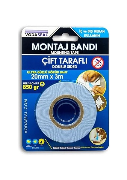 Çift Taraflı Montaj Bandı 20MMX3MT