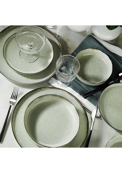 Porselen Moderna 12 Parça 4 Kişilik Yemek Seti Yeşil modelleri