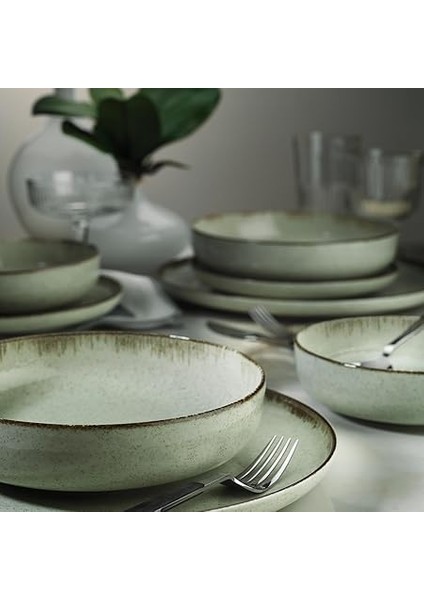 Porselen Moderna 12 Parça 4 Kişilik Yemek Seti Yeşil fırsatları