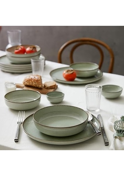 Porselen Moderna 12 Parça 4 Kişilik Yemek Seti Yeşil indirimleri