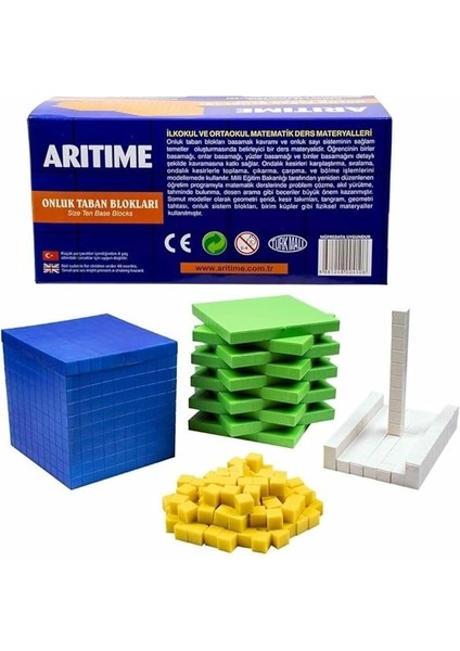 Onluk Taban Blokları, Renkli Bloklar Matematik Materyali, Birlik, Onluk, Yüzlük indirimleri