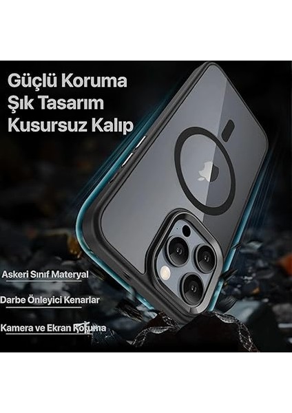 iPhone 16 Için Super-Crystal Magsafe ile Uyumlu Kılıf Arkası Kristal Berraklığında Cam Görünüm Kenarları Darbe Emici Silikon Hybrid Kılıf (Siyah, 16) indirimleri