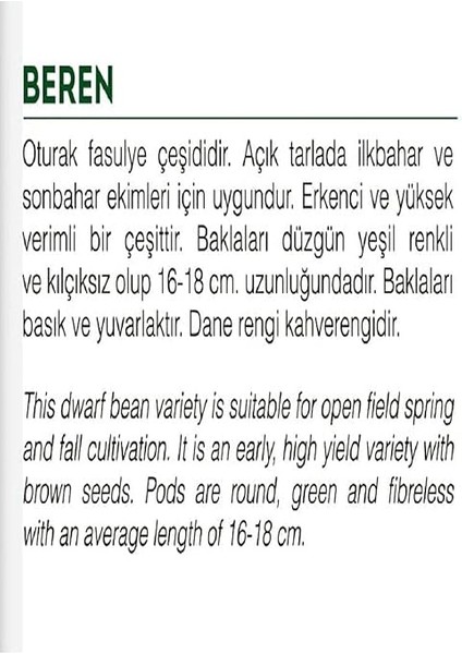Tarım Ata Tohumu Yerli Oturak Yeşil Fasulye 50 Adet Tohum fiyatları