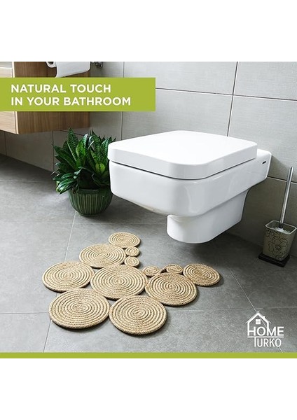 Tarz Jüt Klozet Önü Paspası - Doğal Jüt, Yıkanabilir ve Dayanıklı Halı, Şık ve Dekoratif Banyo Matı (Standart) indirimleri