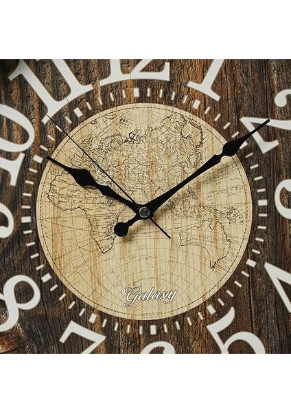 706-3 Modern Kadranlı Dünya Haritalı Sessiz Akar Duvar Saati, 42CM fiyatları