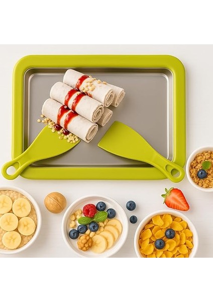 Tipi Dondurma Tavası, Paslanmaz Çelik Yüzeyli, Spatulalı, Rulo Dondurma ve Yoğurt Yapma Tepsisi fiyatları