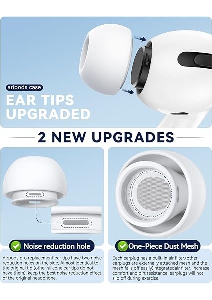 Airpods Pro & Airpods Pro 2. Nesil Için 3 Çift Yedek Kulak Uçları, Gürültü Azaltma Delikli Silikon Kulak Ucu Ağrısı Yok, Kaymaz Yumuşak Kulak Uçları Airpods Pro/pro 2 ile Uyumlu (Boyutlar indirimleri