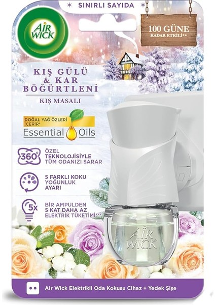 Wick Elektrikli Oda Kokusu Cihaz Yedek Şişe Kış Masalı Kış Gülü ve Kar Böğürtleni