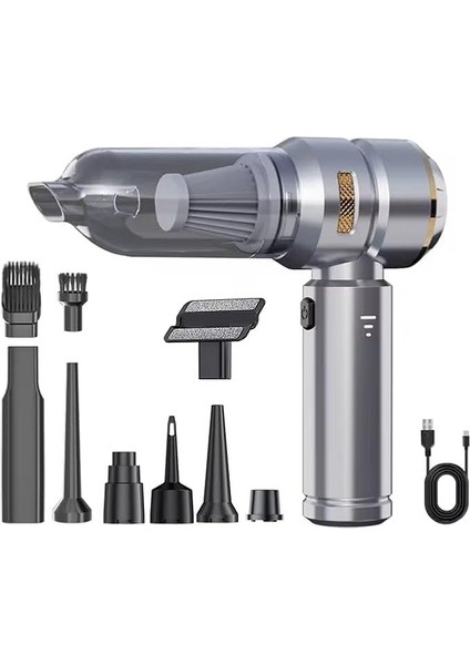 3 Kademeli Taşınabilir Mini Süpürge – Araba, Ev, Ofis, Klavye, Koltuk Temizliği Için Güçlü Emiş Hava Üfler El Tipi Süpürge