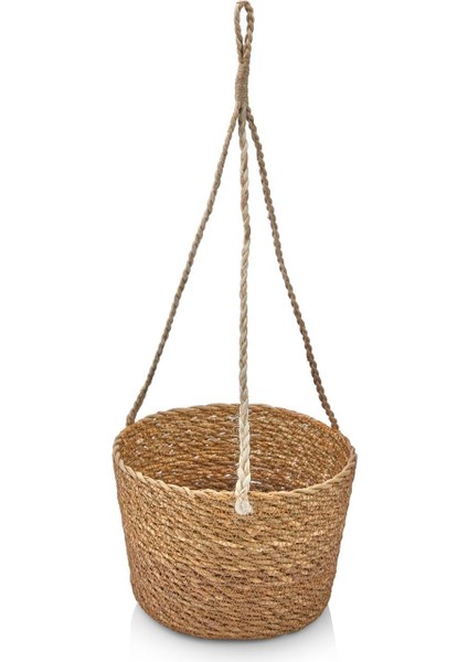 2'li Asılabilir El Yapımı ve Doğal Yuvarlak Hasır Saksılık Seti, 2'li Ipli Asılabilir Hasır Yuvarlak Saksı Seti (23CM*18CM-20CM*15CM) modelleri