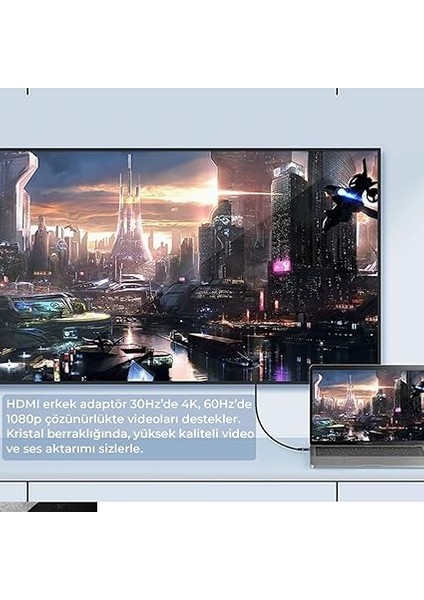 BX02HB USB C'den 4K@30Hz HDMI Multimedya Kablo (1.8 Metre) fırsatları