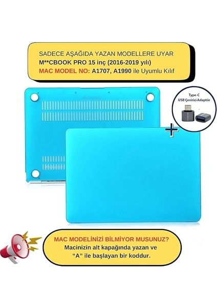 Macbook Pro Kılıf 15 Inç A1707 A1990 ile Uyumlu Mat Açık Mavi fiyatları