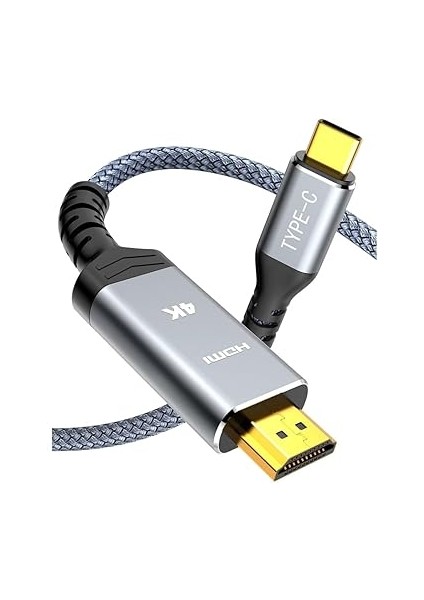 Wlue Type-C To 4K 30Hz Ultra Full Hd HDMI Usb-C Tak Çalıştır Görüntü Aktarım Kablosu 3 Metre Gold fiyatları