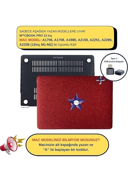 Macbook Kılıf Kapak Simli Kılıf Mac Pro 13INÇ M1-M2, A2338 A2289 A2251 A2159 A1706 A1708 A1989 ile Uyumlu G1505 Bordo fiyatları