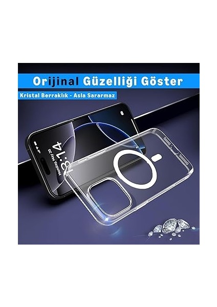 iPhone 13 Mag-Safe Sararmaz Kılıf - Şeffaf Pc, Mıknatıslı, Ince, Darbeye Dayanıklı, Çizilmez, Hafif, Premium Koruma, Şeffaf Kapak, Mıknatıslı, iPhone 13 Koruyucu Kılıf fırsatları