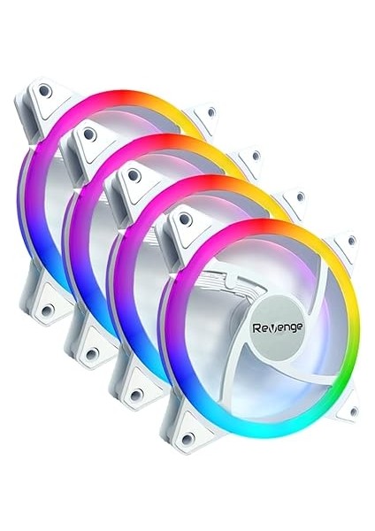 Set 12CM Rgb Renk Değiştiren 120MM Fan Molex LED Bilgisayar Kasa Fanı Revenge Kasa Uyumlu (Beyaz)