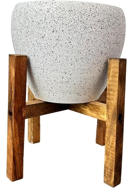 Tasarımı Ev Dekorasyon Beyaz Granit Toprak Saksı Saksılık Salon Çiçeklik 4 Ayaklı - 15 cm modelleri