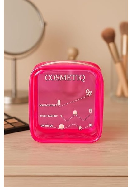 Kapısı Şeffaf Makyaj Malzemeleri Çantası Mini Organizer Poschette (Pembe) modelleri