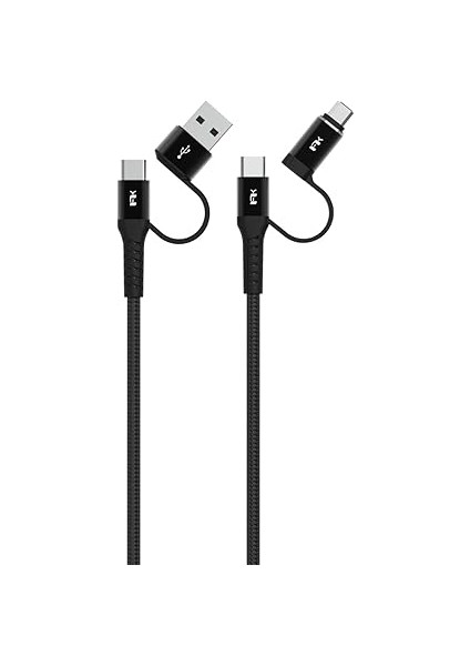 Type-C Kablosu Adaptör USB Çoklayıcı Micro USB Type-C Kablo Hızlı Şarj ve Data Aktarım Destekli Siyah