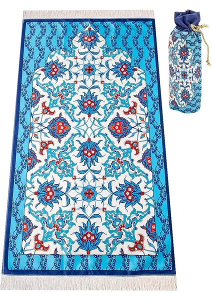 Online Ipek Dokulu Taşıma Çantalı Seccade (Desen 9)