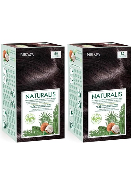 Saç Boyası 5.0 Yoğun Açık Kahve %100 Vegan 2'li Set