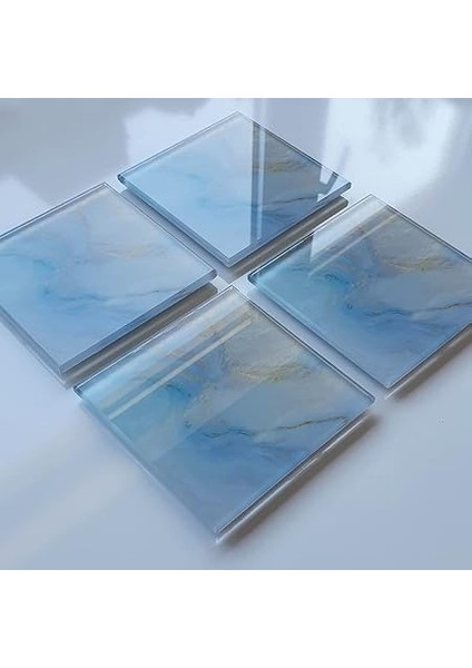 4'lü Takım | Cam Bardak Altlığı | 10CM x 10CM | (Supreme Mermer) modelleri
