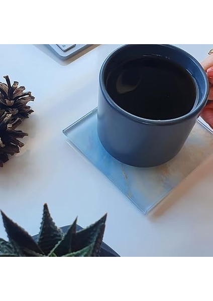 4'lü Takım | Cam Bardak Altlığı | 10CM x 10CM | (Supreme Mermer) indirimleri