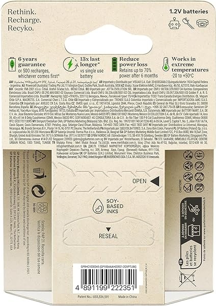 Batteries Recyko 950MAH Aaa Ince Kalem Ni-Mh Şarjlı Pil, 1.2 Volt, 6'lı Kart fiyatları