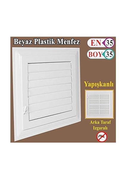 Menfez Banyo Wc Tuvalet Havalandırma Plastik Panjur Beyaz 35X35 cm fiyatları